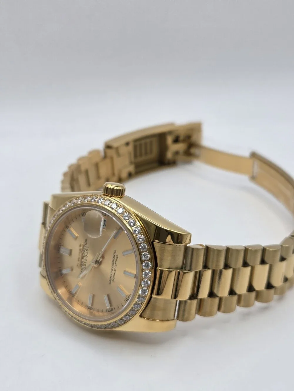 New Seiko Mod 36mm Automatic Watch White Dial DJ Rhinestone Bezel